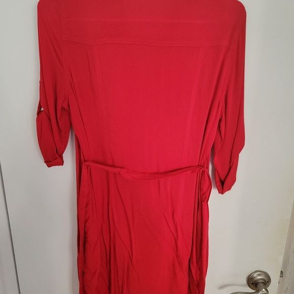 Guess Chain Accented Button Dress in Red - Picture 4 of 5